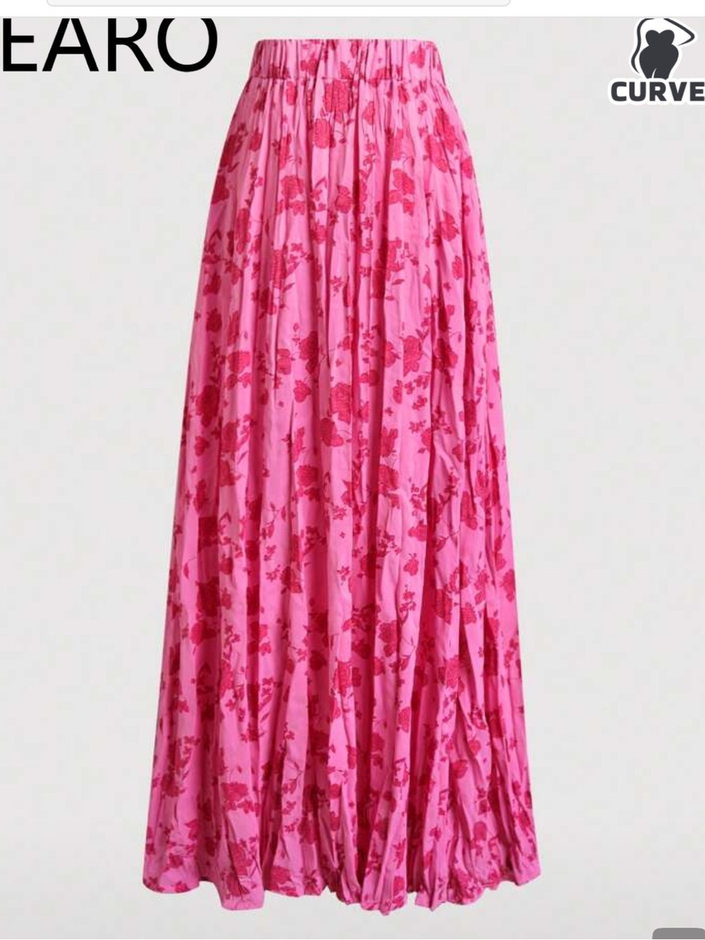 SHEIN Pink Floral Pleated Maxi Skirt